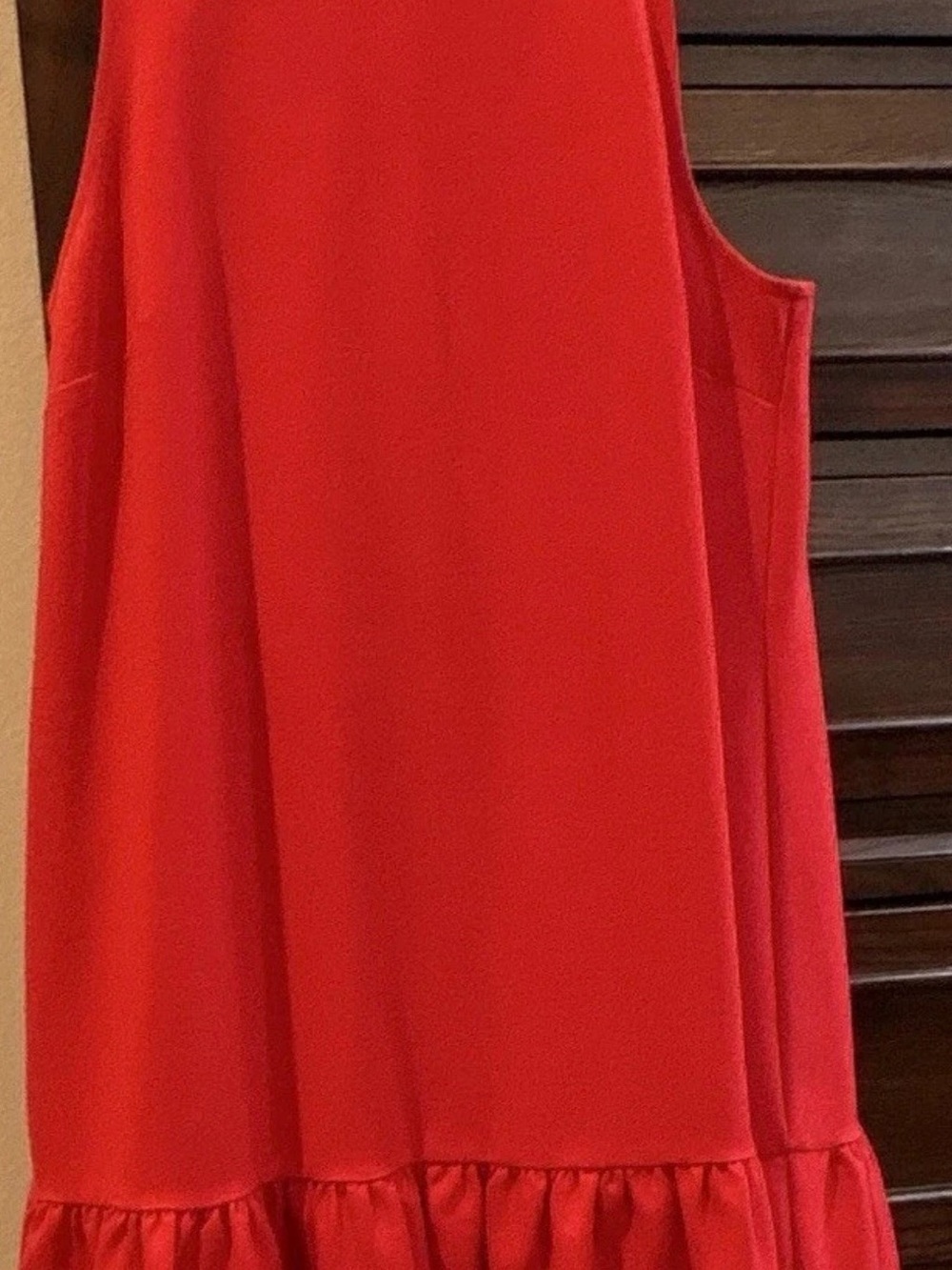 Anthropologie Vibrant Red Ruffle-Hem Mini Dress